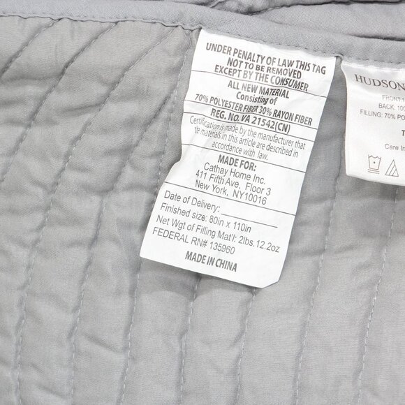 NEW Hudson & Main Tailored Tonal Audrey Bedspread Gray Twin - Picture 7 of 8